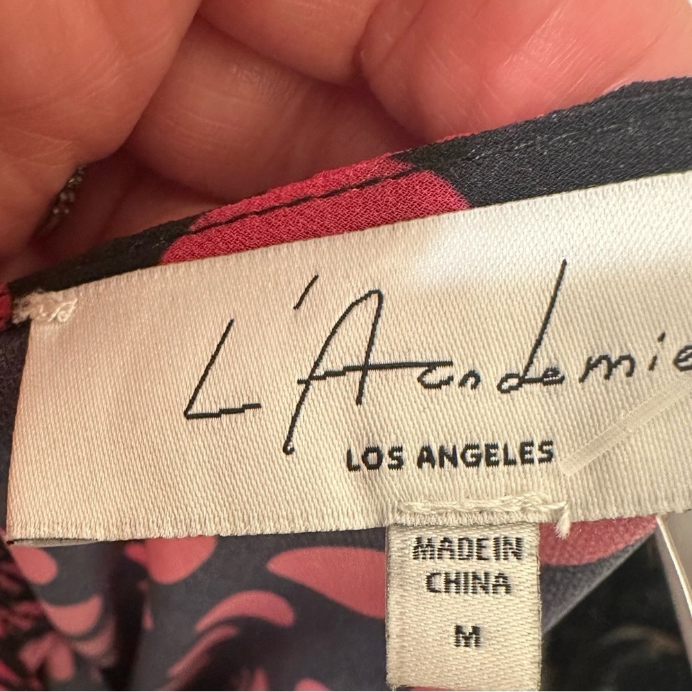 L'Academie Floral polka dot Blouse with Pink Accents - Picture 4 of 5